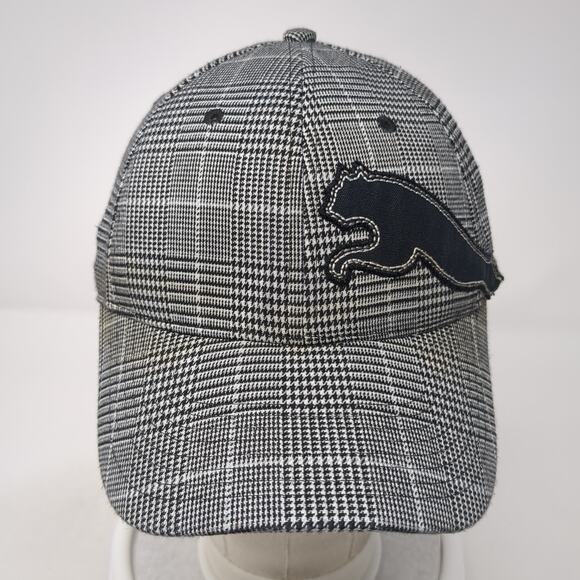 Puma Fitted Baseball Hat Gray One Size Embroidered Logo Plaid Outdoor - Picture 2 of 9